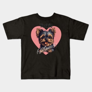 Yorkie Mama Heart Kids T-Shirt